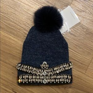 Adorable bedazzled beanie with fur